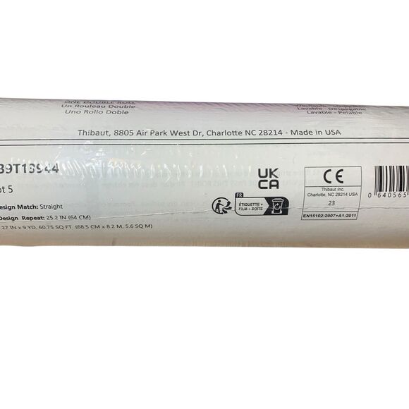 Thibaut Sunset Blvd Vinyl Wall Paper Fabric One Roll Blue and White T13944 - Picture 3 of 8